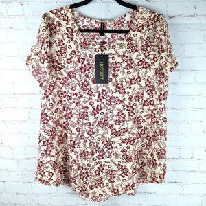 NEW Hotgift Red/Cream Floral Blouse - Large